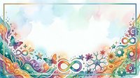 Colorful abstract gears and swirls border isolated on white background, ready for design projects, presentations, and creative layouts.