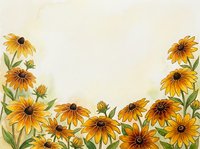 Watercolor yellow daisy flowers border frame on cream background with copy space for text, greeting cards, invitations and seasonal designs.