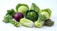 Fresh assorted cabbage varieties including green, purple, savoy, napa, and Brussels sprouts arranged on white background for healthy cooking and nutrition.