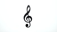 Black treble clef music symbol isolated on white background for musical designs, logos, and educational materials.