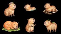 Capybara rodent animal isolated on transparent background, ready for t-shirt design, clipart, stickers, print-on-demand products and sublimation projects.
