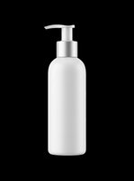 White pump dispenser bottle isolated on transparent background, ready for cosmetic branding mockups, stickers, print on demand, and product design projects.