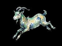 Decorative goat with ornamental patterns isolated on transparent background, ready for t-shirt design, clipart, stickers, sublimation and print-on-demand projects.