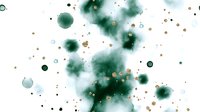 Watercolor emerald green and gold splatters on white background, abstract cosmic pattern with metallic accents. Isolated design element for creative projects.