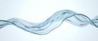 Clear blue water wave flowing in elegant curves against white background creating dynamic liquid motion for design projects.