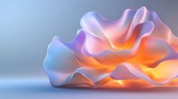 Glowing abstract wavy form with soft pastel colors and gentle folds creates ethereal lighting effect against neutral background, suitable for modern design projects.