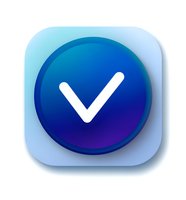 White checkmark symbol on gradient blue and purple circular button with rounded square background, isolated design element for apps and interfaces.