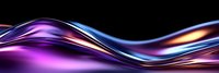 Flowing abstract waves in purple, blue and orange colors create dynamic motion effect against black background, modern design element for banners and headers.