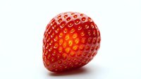 Ripe red strawberry with seeds isolated on white background, fresh fruit for food and beverage design projects.