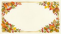 Autumn foliage frame with fall leaves, berries, and golden border on cream background. Isolated design element suitable for invitations, cards, and seasonal projects.