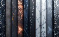 Luxurious marble and lightning pattern collection in dark and moody tones with gold, copper, and silver accents. Seamless textures for interior design projects.