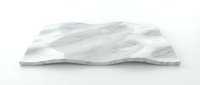 Wavy marble tile with white and gray veining, isolated on white background, suitable for interior design, flooring, and architectural visualization projects.
