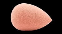 Peach-colored makeup sponge with teardrop shape, isolated on transparent background. Ready for beauty, cosmetics, and design projects including clipart, print-on-demand, and sublimation applications.