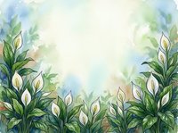 Watercolor botanical frame with green leaves and white buds on soft pastel background for spring designs and natural decorations.