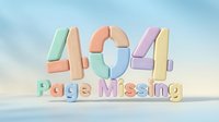 404 page missing error message with pastel colored numbers and text on white surface against soft blue sky background, suitable for website design and digital content.
