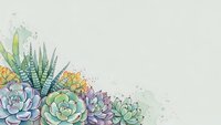 Watercolor succulent plants arrangement with copy space for text and design projects on neutral background.