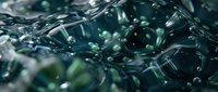 Abstract green liquid with bubbles and ripples creating dynamic fluid motion patterns for modern design backgrounds and digital art projects.