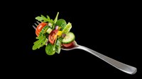 Salad fork with fresh vegetables and greens isolated on transparent background, ready for t-shirt designs, clipart, stickers, print-on-demand products and sublimation projects.