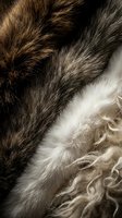 Luxurious natural fur texture with brown, gray and white tones showing detailed hair strands and soft fibers for fashion and textile design backgrounds.
