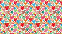 Colorful hearts seamless pattern with various shapes and textures on white background. Repeating romantic design for Valentine's Day, love themes, wrapping paper.