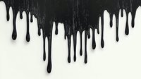 Black paint drips flowing down on white background, creating dramatic contrast pattern. Seamless top edge for repeat design use in graphic projects.