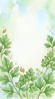 Watercolor botanical frame with green foliage and delicate florals on isolated white background, ready for greeting cards, invitations, and design projects.
