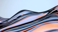 Smooth flowing waves in metallic black and copper colors create dynamic abstract background with glossy reflective surface and elegant curves.