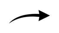 Black curved arrow pointing right on white background isolated for graphic design and presentation use.