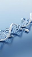 DNA double helix structure with medical capsules on blue background for pharmaceutical research and genetic medicine concepts.