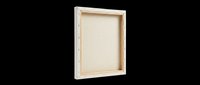 Blank canvas stretched on wooden frame with white edges, isolated on transparent background, ready for art projects, sublimation, print-on-demand products, and design mockups.