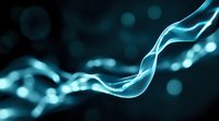 Ethereal blue smoke trails swirling against dark background with bokeh light effects, creating mysterious and atmospheric mood for creative design projects.