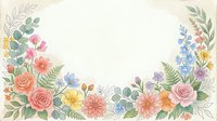 Watercolor floral border frame with roses, dahlias, and wildflowers on a light background, perfect for greeting cards and invitations.
