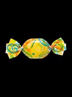 Colorful wrapped candy with twisted ends isolated on transparent background, ready for clipart, stickers, print-on-demand designs, sublimation projects, and t-shirt graphics.