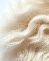 Soft flowing waves of platinum blonde hair create elegant natural texture and movement against light background, suitable for beauty and fashion designs.