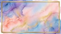 Soft watercolor wash with flowing pink, blue, and gold pigments creating an abstract, dreamy atmosphere suitable for backgrounds, wallpapers, and design projects.