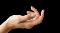 Female hand with fingers pinching gesture, isolated on transparent background. Ready for stickers, t-shirt design, clipart, print on demand, and sublimation projects.