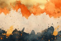 Orange and navy blue watercolor abstract background with splatter texture and gradient effect creates dramatic artistic composition for wall art and design projects.