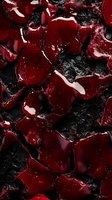 Abstract dark red and black marble texture with glossy fragments creating dramatic contrast and depth. Suitable for luxury design backgrounds.