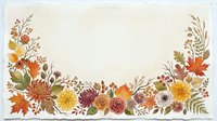 Watercolor autumn floral border frame with roses, chrysanthemums, and fall leaves on white background, isolated for greeting cards and invitations.