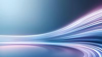 Abstract dynamic light trails creating curved lines against blue and purple gradient background, suggesting speed, technology and motion in modern design.