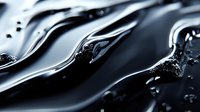 Abstract liquid metal surface with flowing waves and reflective droplets creating dynamic patterns for modern design backgrounds.
