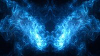 Glowing blue ethereal smoke forming symmetrical wing shapes against black background, creating mystical atmospheric effect. Suitable for fantasy and spiritual designs.