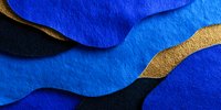 Abstract layered blue and gold felt waves creating dynamic texture and depth, suitable for luxury brand backgrounds or creative design projects.