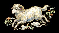 Decorative sheep with ornamental swirls and flourishes isolated on transparent background, ready for t-shirt design, clipart, stickers, sublimation and print-on-demand projects.