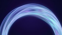Glowing neon arc with blue and purple light trails on dark background, suitable for tech, digital design, and modern graphic projects.