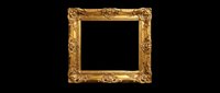 Ornate gold frame isolated on transparent background, ready for design use in digital art, print-on-demand products, t-shirt designs, posters, clipart, and sublimation projects.