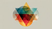 Abstract geometric composition with overlapping triangular shapes in vibrant colors creating modern artistic pattern for contemporary design projects.