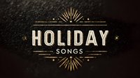 Elegant gold foil holiday songs typography on dark textured background with decorative sunburst and ornamental elements for festive music branding.