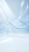 Abstract blue wave with geometric network connections on light background for digital technology and data visualization concepts.