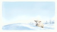 Polar bear resting in snowy arctic landscape with frost-covered evergreen trees under pale winter sky, suitable for wildlife and nature editorial use.
